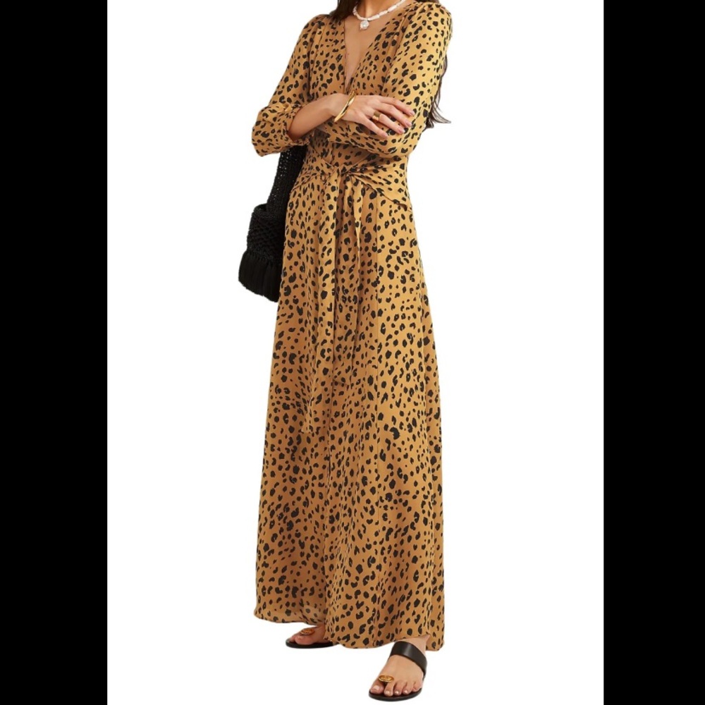 NICHOLAS Mustard Yellow and Black Leopard Print Maxi Dress